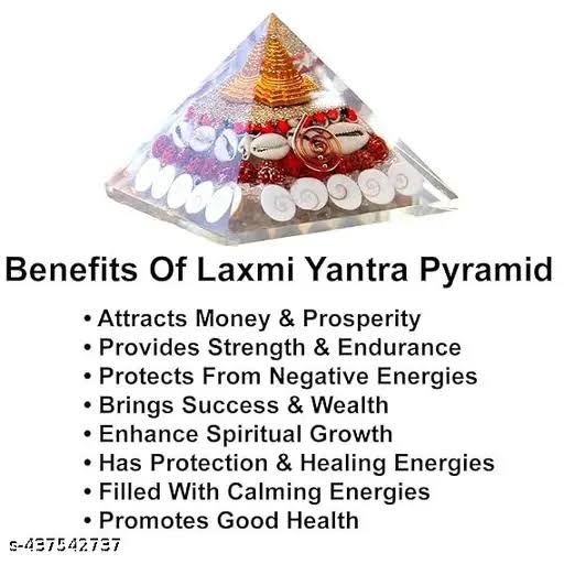 Original Crystal Laxmi Pyramid - Vastu Money Wealth Good Luck Prosperity